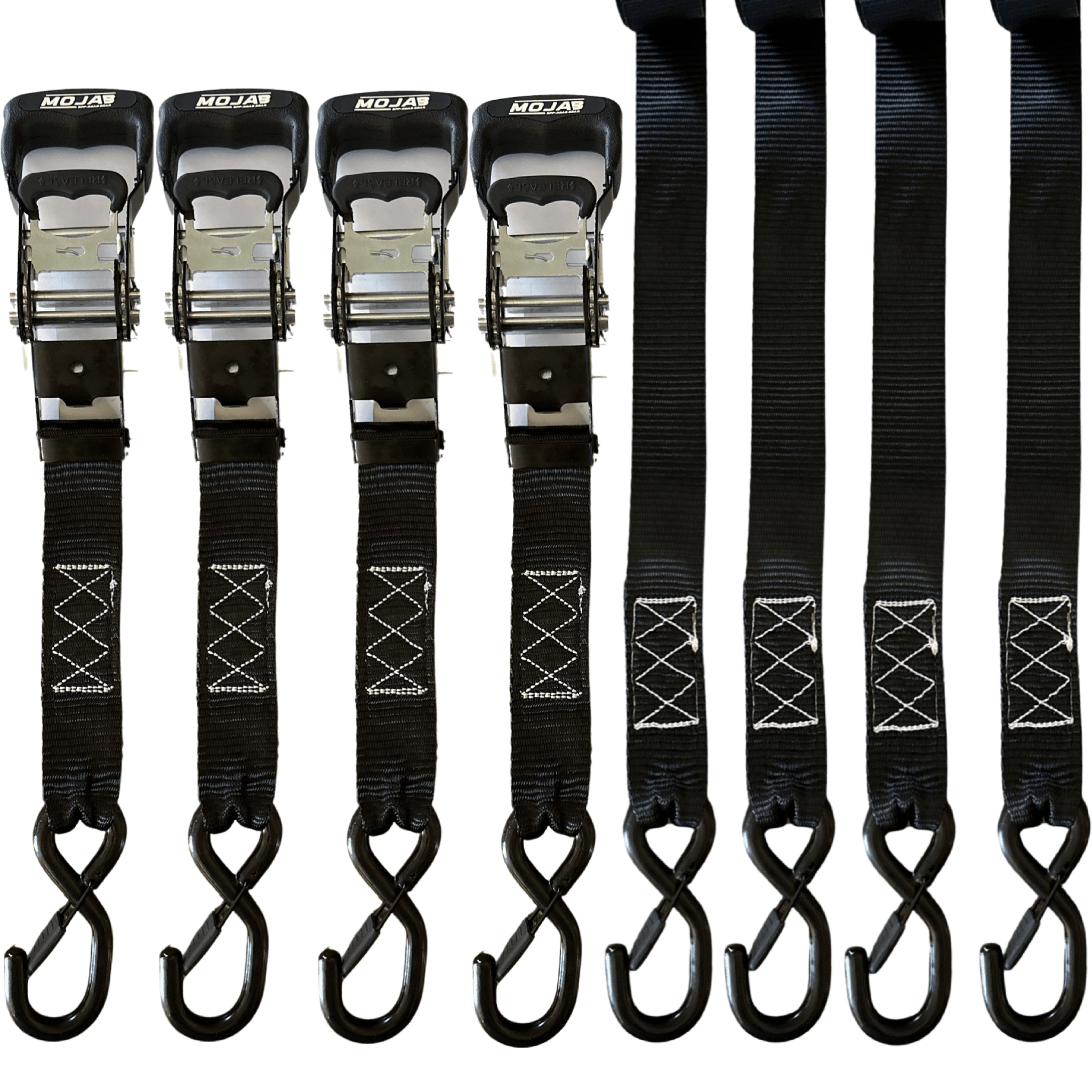 1.6" x 15' Ratchet Tie - Down Set (Pack of 4) , Closed Hook (Lifetime Warranty) - Ridge & River