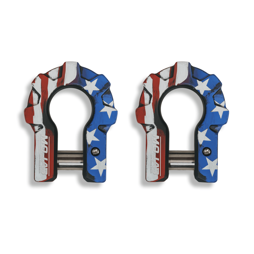 American Flag - 3/4'' Extreme duty Aluminum Shackle set (9T) - (LIFE TIME WARRANTY*) - Ridge & River