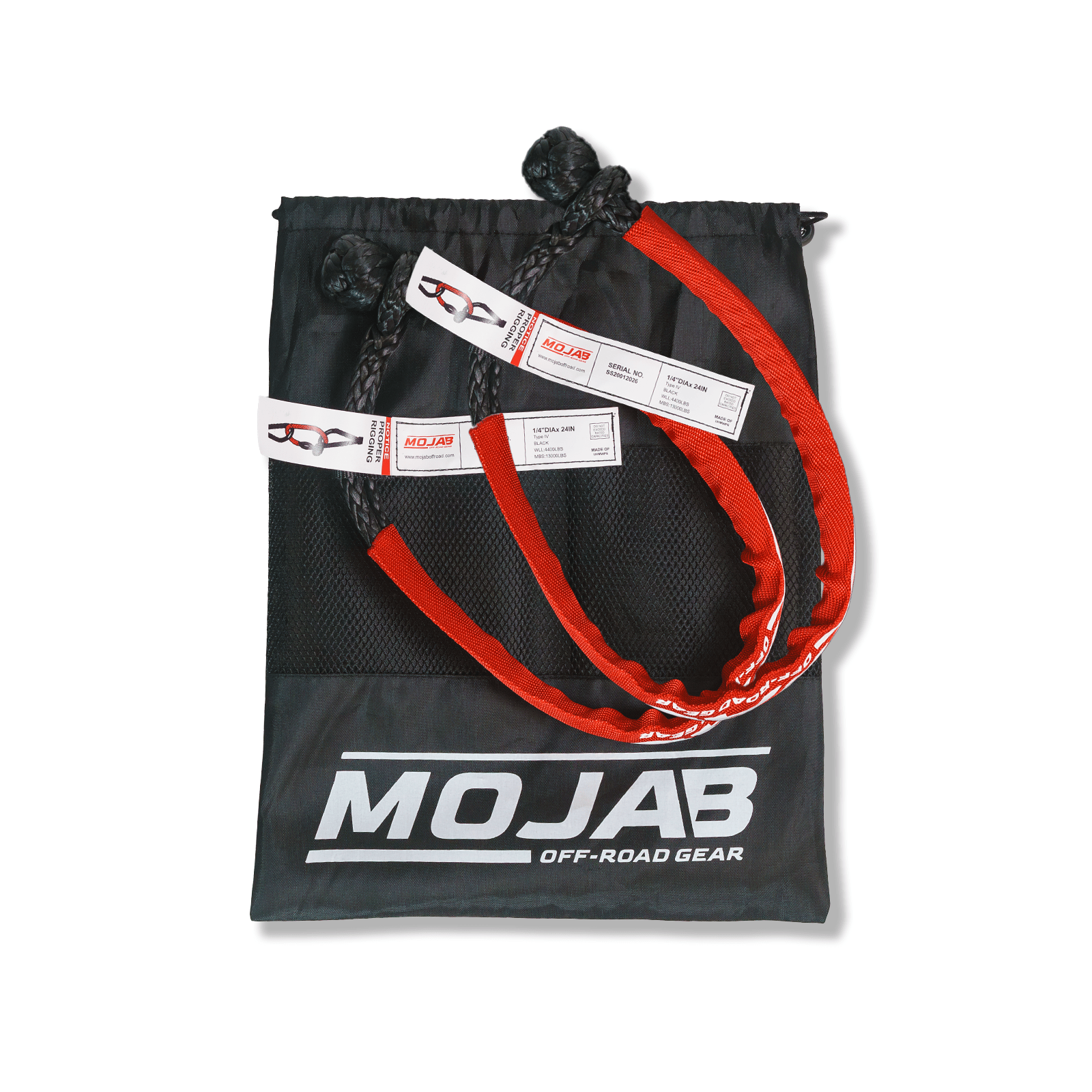 Soft Shackle 1/4'' x 24'' with sleeve and bag (Set of 2 Shackles) (Lifetime Warranty) - Ridge & River