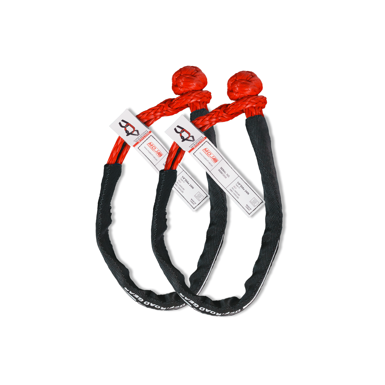 Soft Shackle 1/4'' x 24'' with sleeve and bag (Set of 2 Shackles) (Lifetime Warranty) - Ridge & River