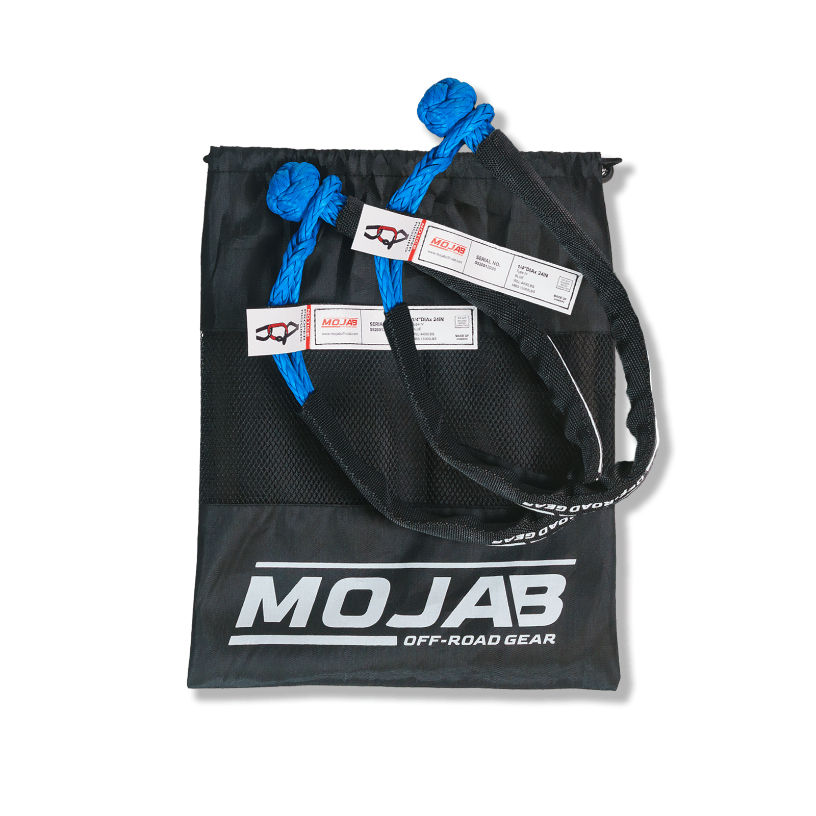 Soft Shackle 1/4'' x 24'' with sleeve and bag (Set of 2 Shackles) (Lifetime Warranty) - Ridge & River