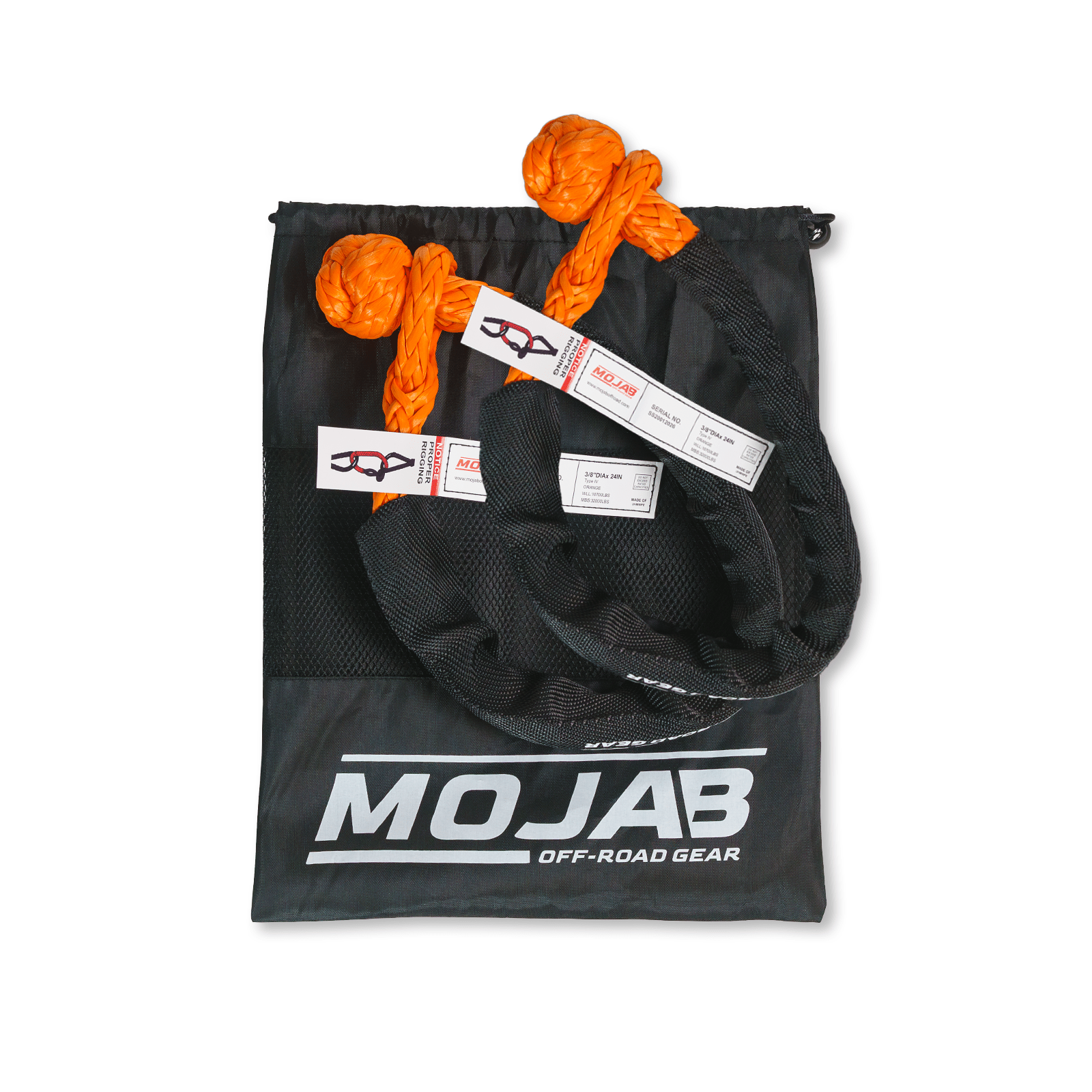 Soft Shackle 3/8'' x 24” with sleeve and bag (Set of 2 Shackles) (Lifetime Warranty) - Ridge & River