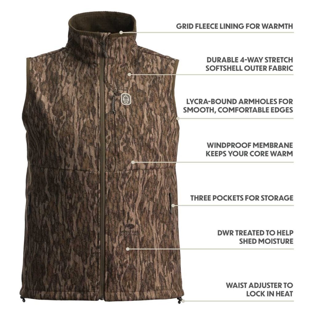 Softshell Vest - Windproof Water - Resistant Hunting Vest - Ridge & River